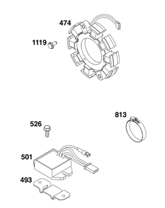 Alternator Group Diagram and Parts List for 25T237-0036-H5 200000 - 399999 Briggs and Stratton Engine